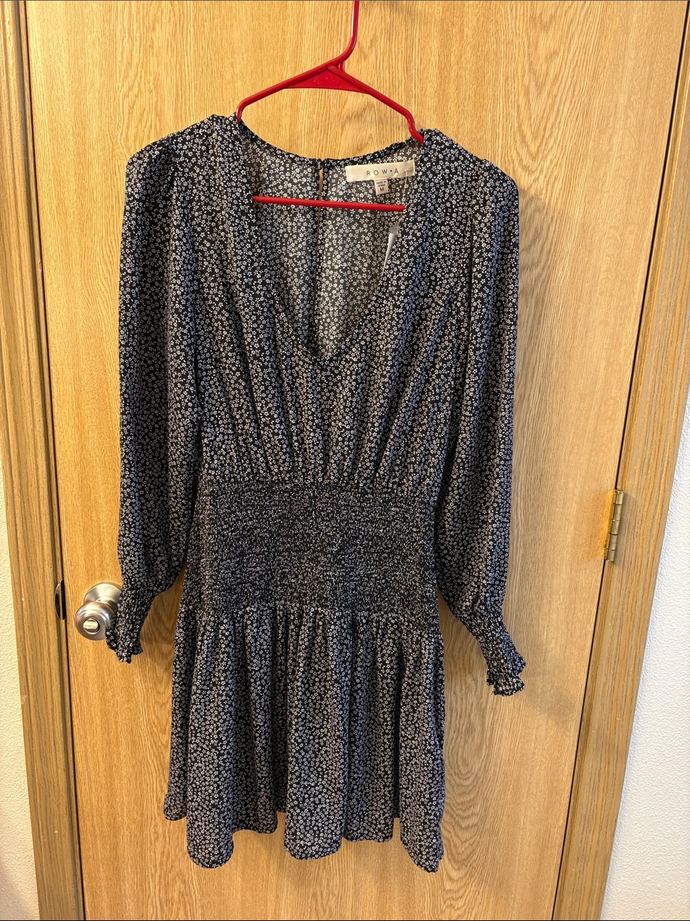 Smocked Waist Floral Long-Sleeve Dress